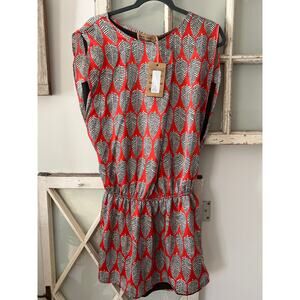 NWT Karen Zambos size medium leaf pattern mini dress
